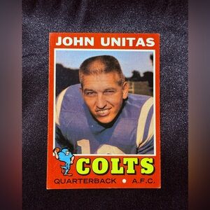 1971 Topps John Unitas #1 Football Card, HOF, Baltimore Colts, Ungraded - EX/MT